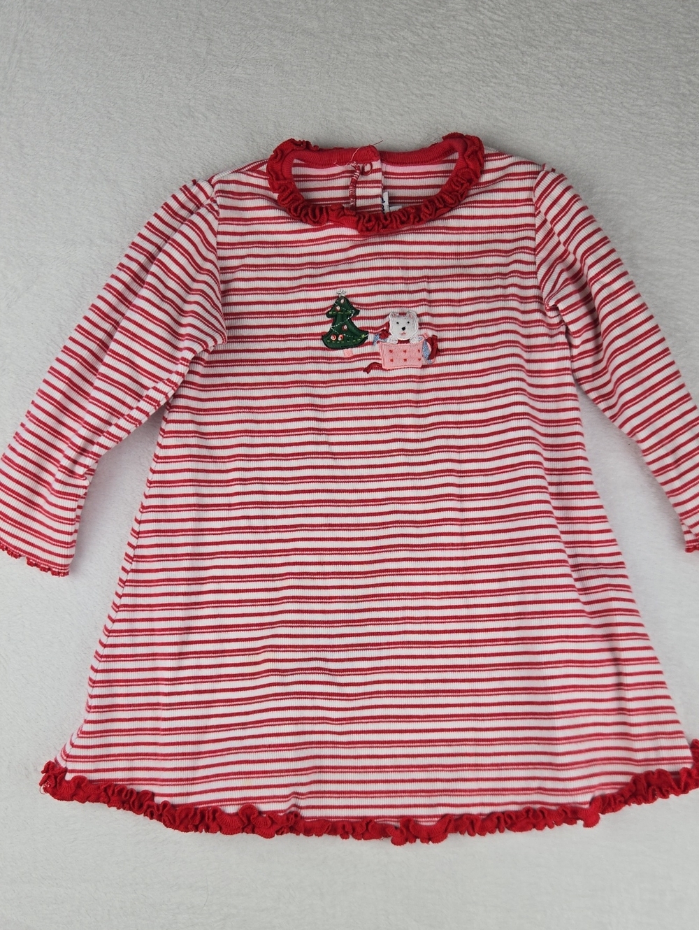 Le Top Red Stripe Candy Cane Christmas Dress Size 4T Ruffled